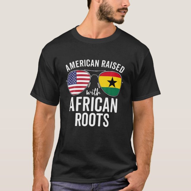 American Raad With African Roots USA Afrika Flagga T Shirt (Framsida)
