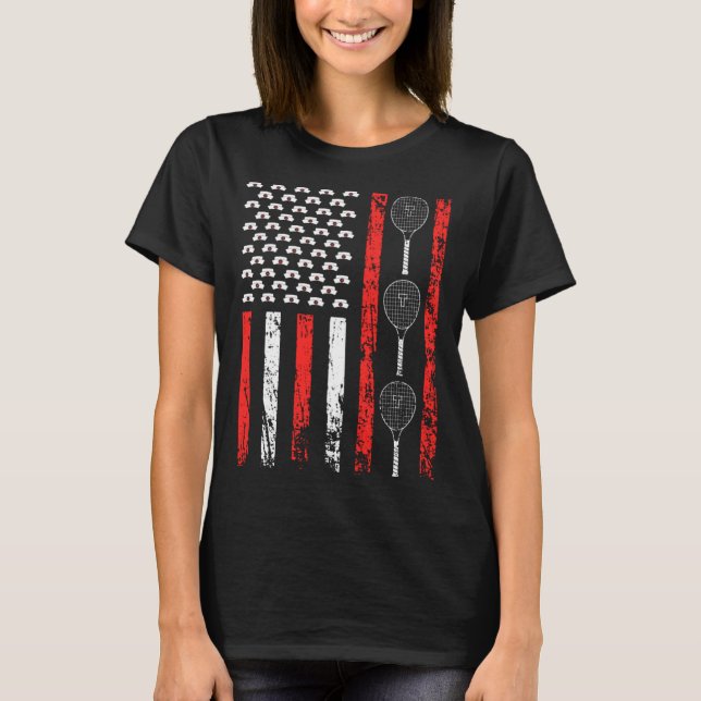 American Racket Sports Flag National Nurses Day Te T Shirt (Framsida)