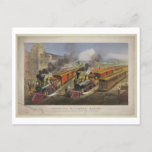 American Railroad Scene, 1874, Currier & Ives Vykort