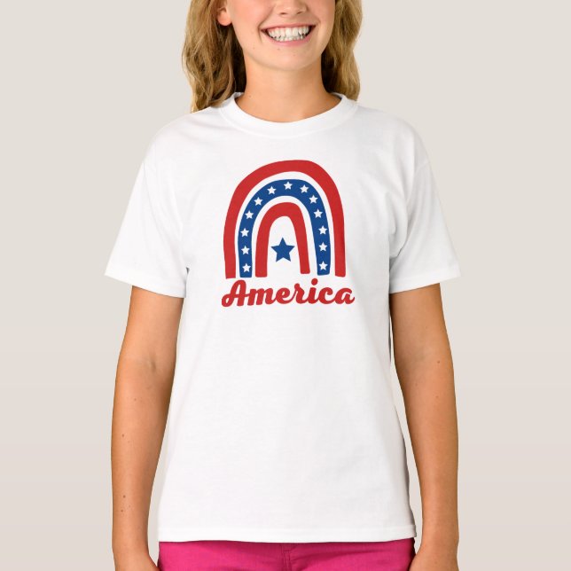 American Rainbow 4:e juli T-Shirt (Framsida)