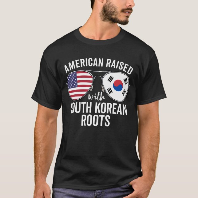 American Raised With Korean Roots South Korea Flag T Shirt (Framsida)