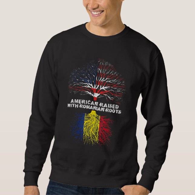 American Raised With Romanian Roots Lång Ärmad Tröja (Framsida)
