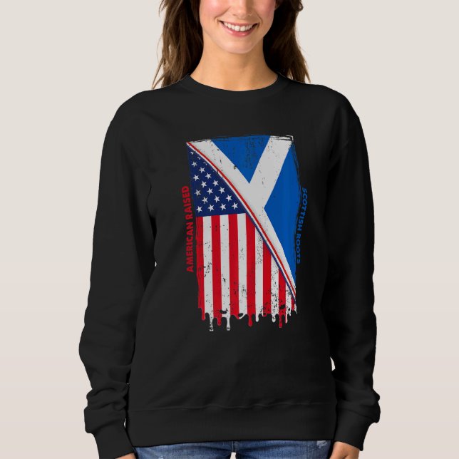 American Raised With Scottish Roots With Scotland  T Shirt (Framsida)
