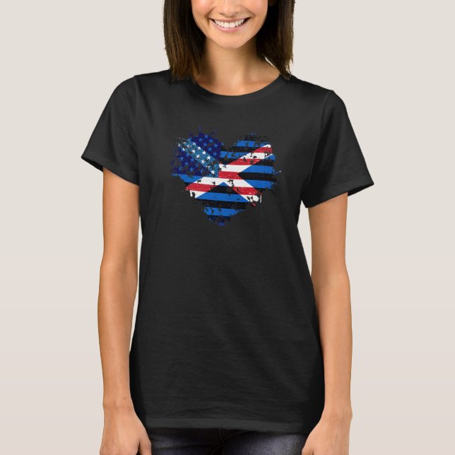 American Raised With Scottish Roots With Scotland  T Shirt (Framsida)