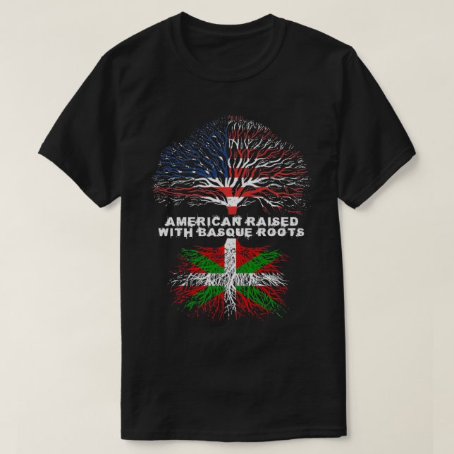 American Razed with Baskque Roots Basques T Shirt (Design framsida)
