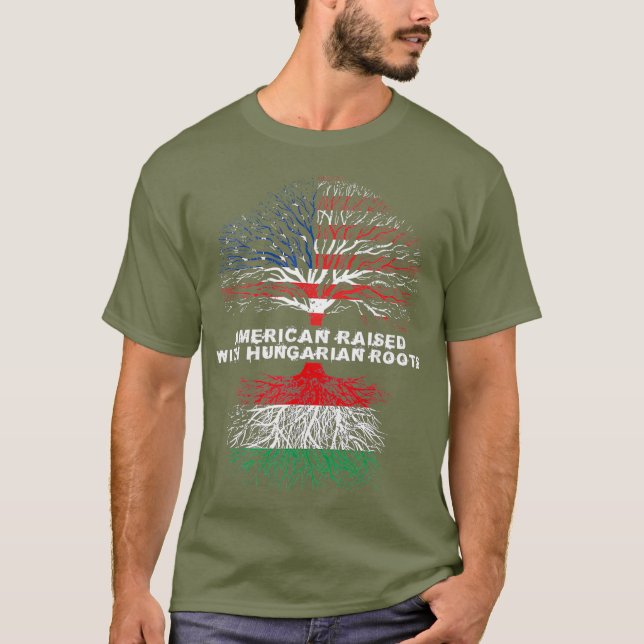 American Razed with Hungary Roots Hungary T Shirt (Framsida)