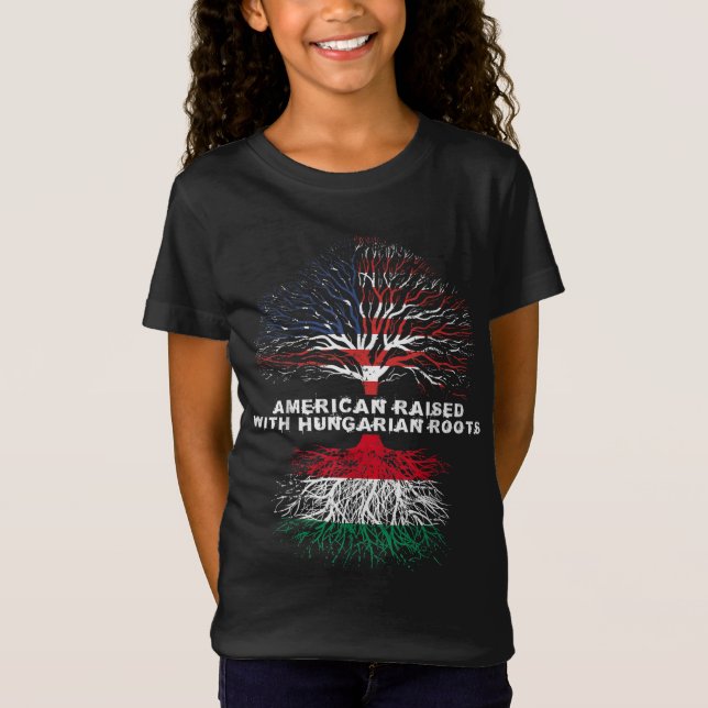 American Razed with Hungary Roots Hungary T Shirt (Framsida)