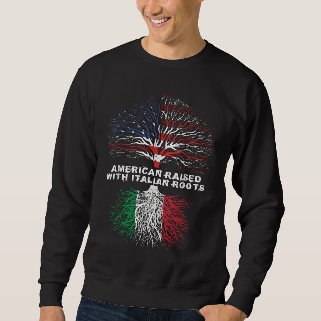 American Razed with Italy Roots Italien Lång Ärmad Tröja (Framsida)