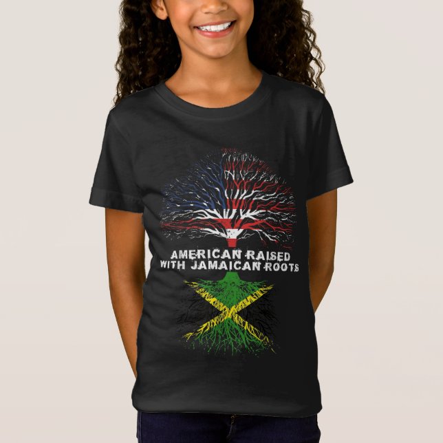 American Razed with Jamaican Roots Jamaica T Shirt (Framsida)