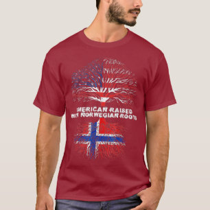 American Razed with Norway Roots Norge T Shirt