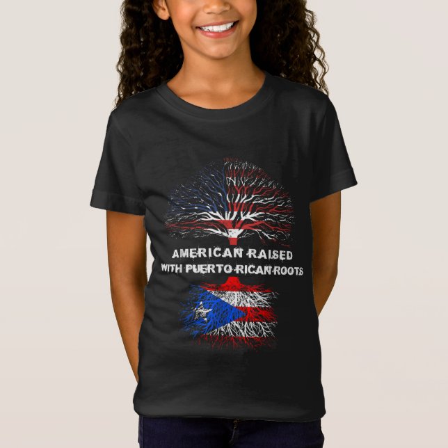 American Razed with Puerto Rican Roots Puerto Ric T Shirt (Framsida)