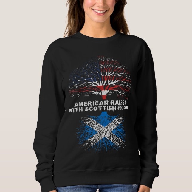 American Razed with Scottish Roots Scotland T Shirt (Framsida)