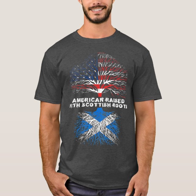 American Razed with Scottish Roots Scotland T Shirt (Framsida)