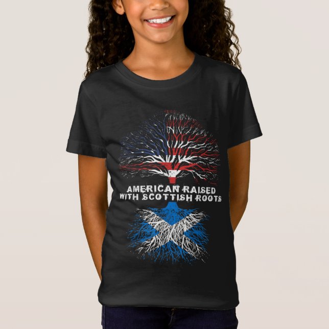 American Razed with Scottish Roots Scotland T Shirt (Framsida)
