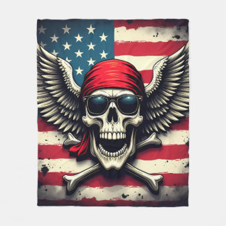 American Rebel Skull Fleece Blanket