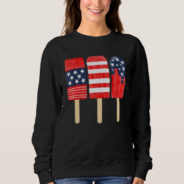 American Red White Blue 4th of July USA Ice Cream T Shirt (Framsida)
