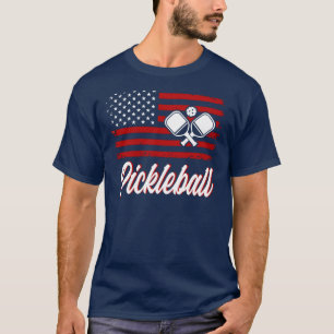 American Red White Flagga Pickleball T-Shirt