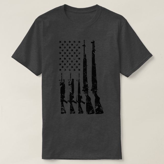 American Rifles Flagga (Black Distress) (2) T Shirt (Design framsida)