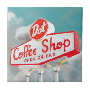 American Roadside Kaffeshoppsignatur Kakelplatta