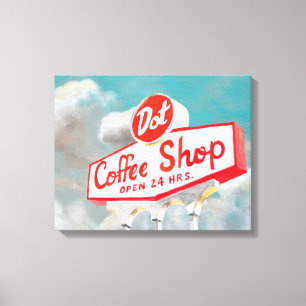 American Roadside   Koffebutiksskylt Canvastryck