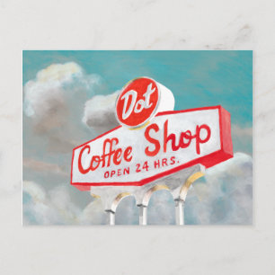American Roadside Koffebutiksskylt Vykort