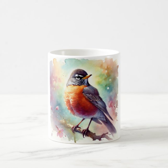American Robin 010924AREF111 - Watercolor Kaffemugg (Center)