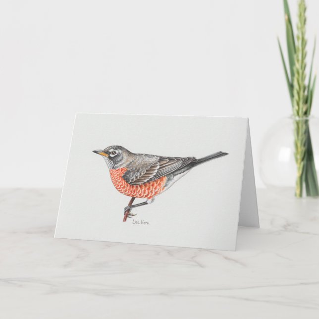 American Robin Art Card Tack Kort (Framsida)
