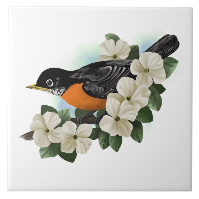 American Robin Bird Kakelplatta (Framsidan)