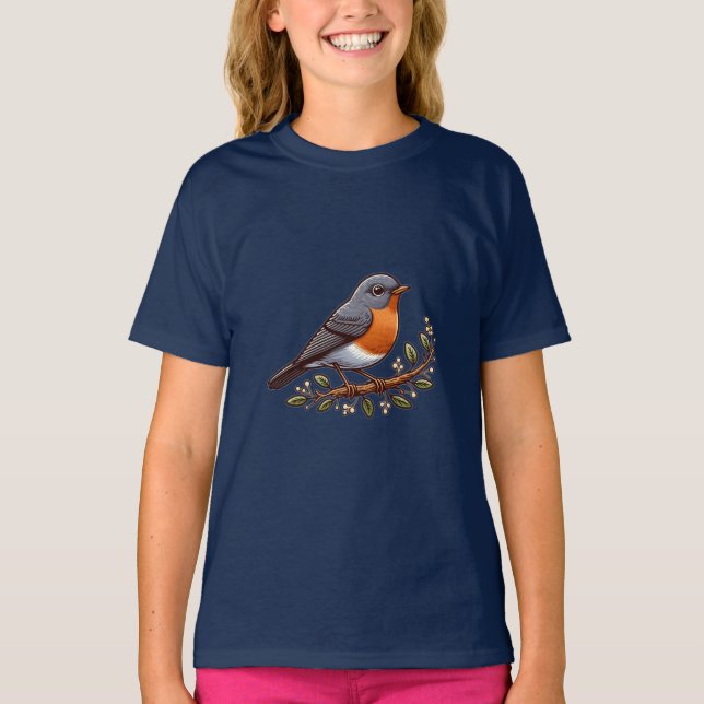 American Robin bird Kids Basic T-Shirt (Framsida)