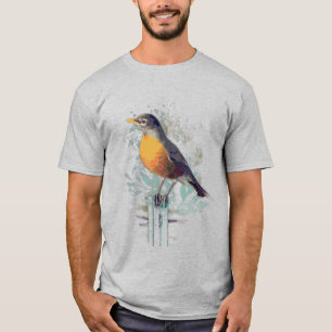 American Robin Garden Bird Wildlife Nature Art T-S T Shirt