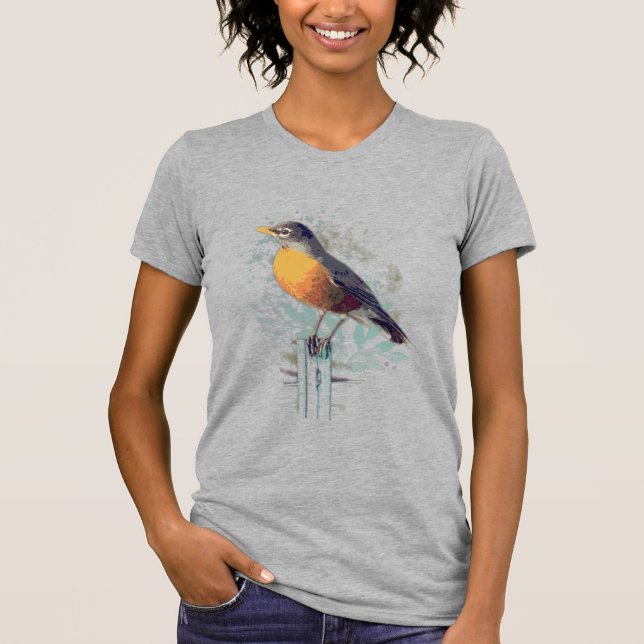American Robin Garden Bird Wildlife Nature Art T Shirt (Framsida)