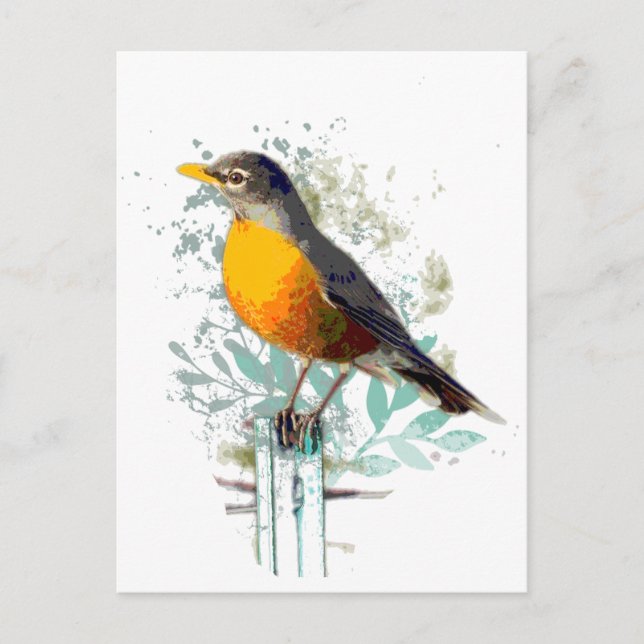 American Robin Garden Bird Wildlife Nature Art Vykort (Framsida)