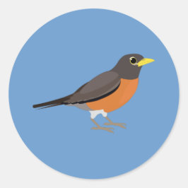 American Robin Illustration Runt Klistermärke