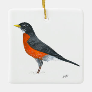 American Robin Julgransprydnad Keramik