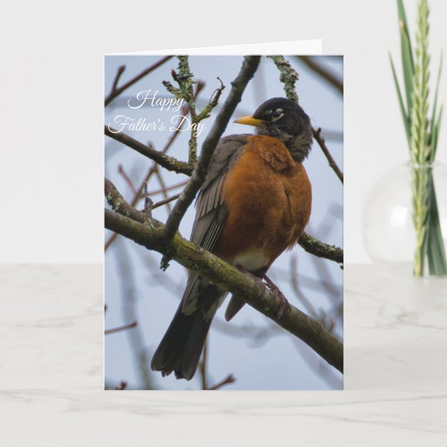 American Robin Lycklig Fars dag Card Kort (Framsida)