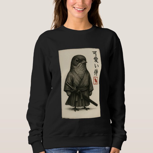 American Robin Samurai Ink Art Sumi-e Style Novelt T Shirt (Framsida)