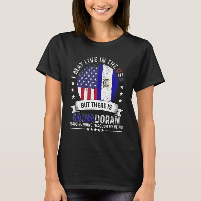 American Salvadoran Home in US Patriot El Salvador T Shirt (Framsida)