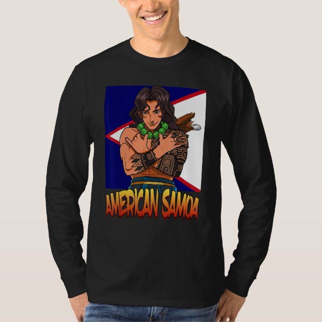 American Samoa Flag Polynesian Shaka Samoan Family T Shirt (Framsida)