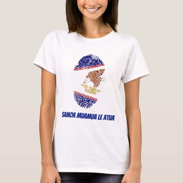 American Samoa Flagga Fingerprint T Shirt (Framsida)