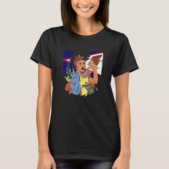 American Samoa Girl  Samoa Flag Pride Roots Americ T Shirt (Framsida)