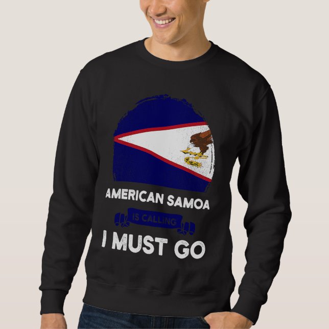 American Samoa Is Calling I Must Go Samoan Flag He Lång Ärmad Tröja (Framsida)