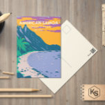 American Samoa National Park Ofu Beach Postcard Vykort<br><div class="desc">Den amerikanska vektorbilden Samoa i ett fönster med stil-design. Parken inrättades 1988 och är ett tropiskt regnskogs- och korallrev på öarna i södra centrala Stilla havet i USA:s territorium Samoa.</div>