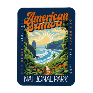 American Samoa National Park Retro Distress Magnet