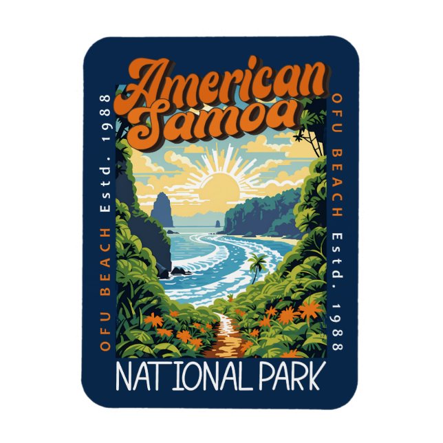 American Samoa National Park Retro Distress Magnet (Vertikal)
