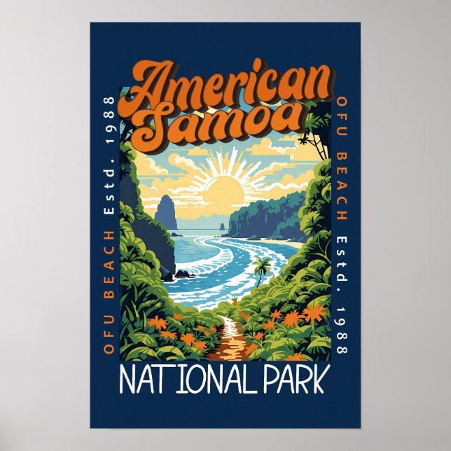 American Samoa National Park Retro Distressed Poster (Framsidan)