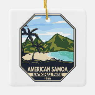 American Samoa National Park Retro Emblem Julgransprydnad Keramik