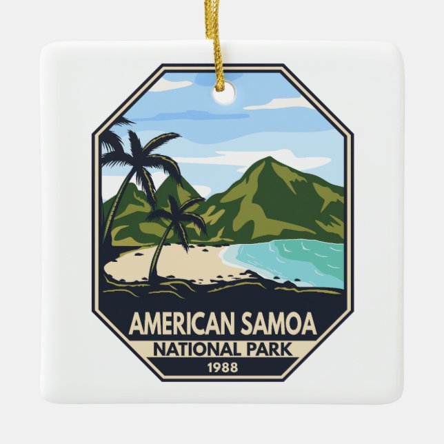 American Samoa National Park Retro Emblem Julgransprydnad Keramik (Framsida)