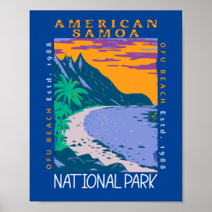 American Samoa Nationalpark Ofu Beach Distressed Poster