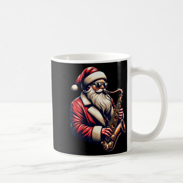 American Santa Playing Saxophone Xmas Jazz Christm Kaffemugg (Höger)