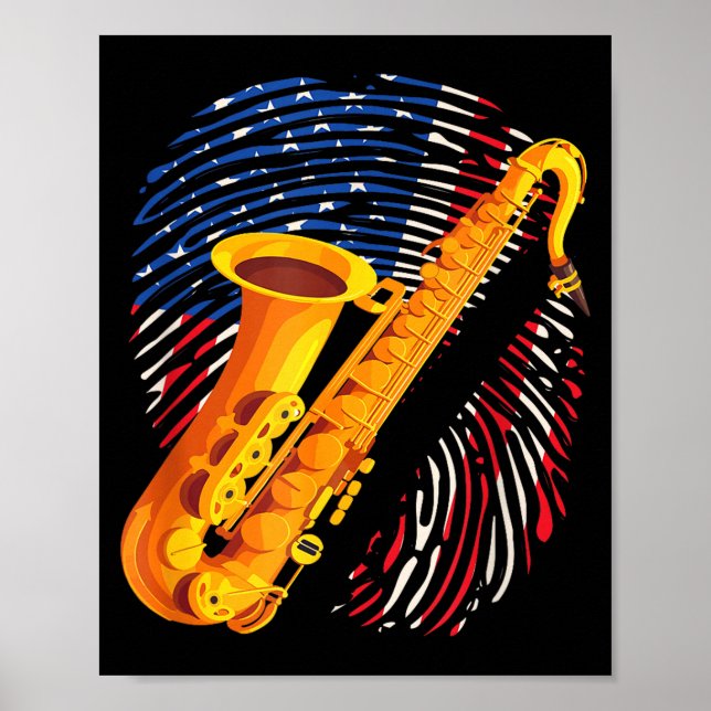 American Saxophone Player Saxophonist Jazz Band Me Poster (Framsidan)
